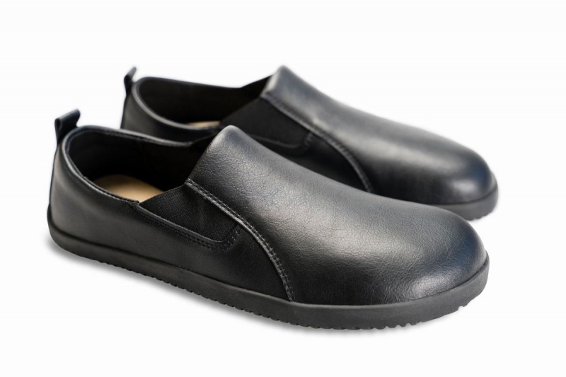 Ahinsa Veganska Läder Barfota Slip On Sneakers Herr Svarta | PDX8990CU